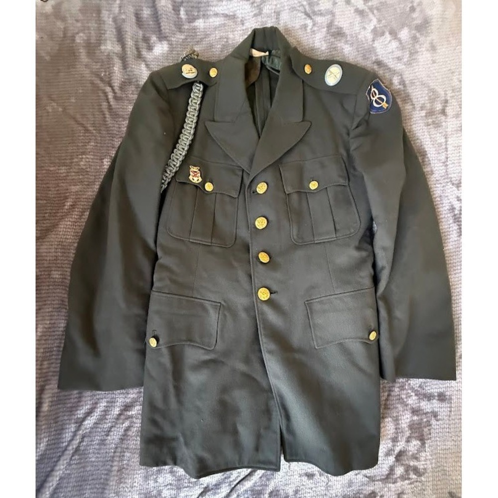 Vintage US Army 8th Infantry Division Dress Uniform Jacket Olive Drab‎ Wool WW2